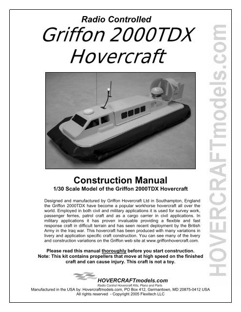 Griffon 2000TDX Hovercraft - HovercraftModels.com