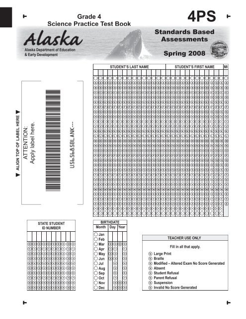 Grade 4 Science Practice Test Book Standards Based Assessments ...