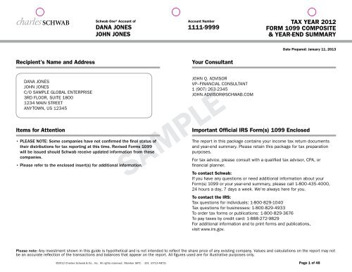 dAnA JOnES JOhn JOnES 1111-9999 TAX YEAR ... - Charles Schwab