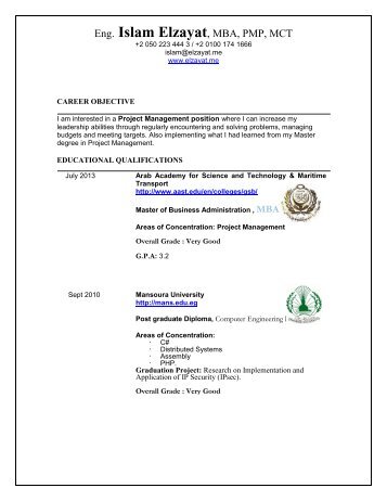 Islam Elzayat Resume