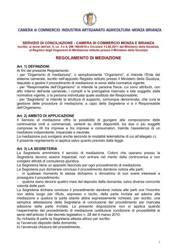 regolamento di conciliazione - Camera di Commercio di Monza e ...