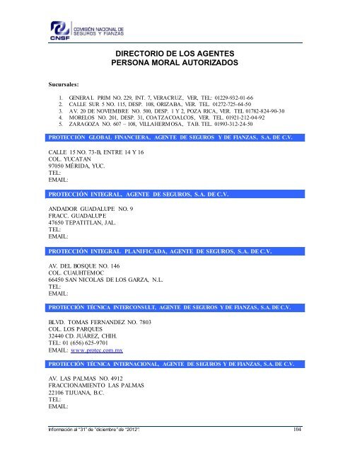 NOMBRE: AARCO, AGENTE DE SEGUROS Y DE FIANZAS, S - CNSF