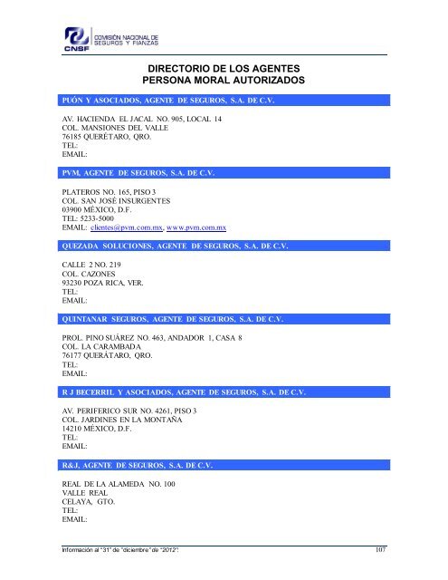 NOMBRE: AARCO, AGENTE DE SEGUROS Y DE FIANZAS, S - CNSF