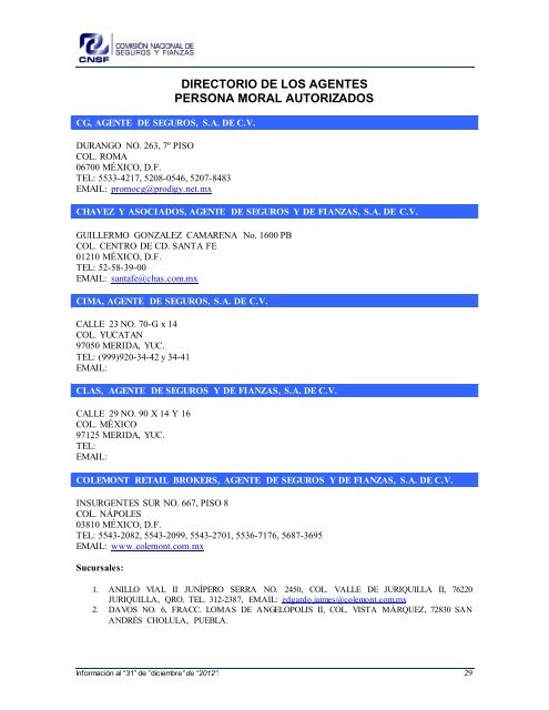 NOMBRE: AARCO, AGENTE DE SEGUROS Y DE FIANZAS, S - CNSF