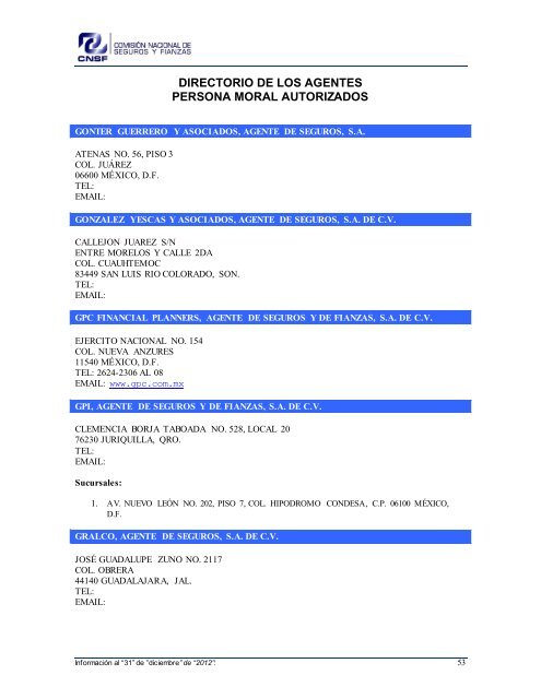 NOMBRE: AARCO, AGENTE DE SEGUROS Y DE FIANZAS, S - CNSF