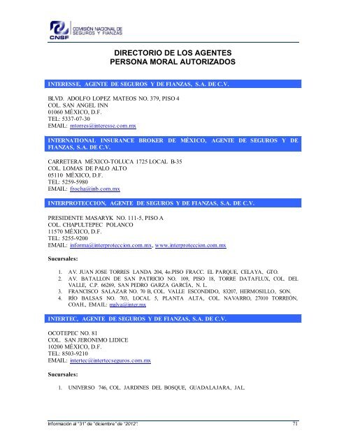 NOMBRE: AARCO, AGENTE DE SEGUROS Y DE FIANZAS, S - CNSF