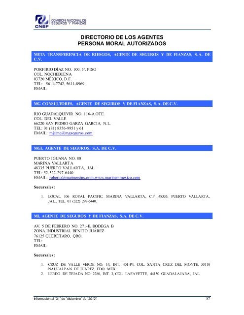 NOMBRE: AARCO, AGENTE DE SEGUROS Y DE FIANZAS, S - CNSF