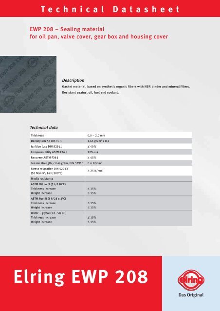 Technical Datasheet - Elring