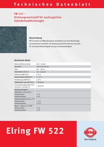 Technisches Datenblatt Elring FW 522