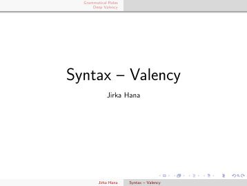 Syntax – Valency