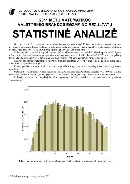 2011 metÅ³ matematikos valstybinio brandos egzamino rezultatÅ³ ...