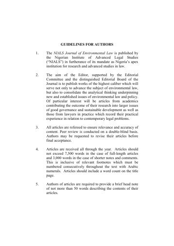 guidelines for authors - The Nigerian Institute of Advanced Legal ...