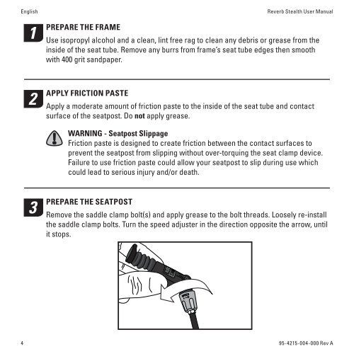 Reverb Stealth Height Adjust Seatpost User Manual - YT Industries