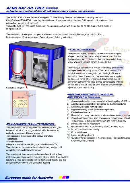 AERO KAT OIL FREE - Compressor & air tool repair Australia