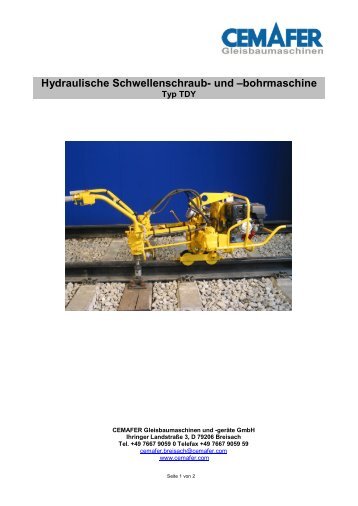 Hydraulische Schwellenschraub- und ... - Cemafer GmbH