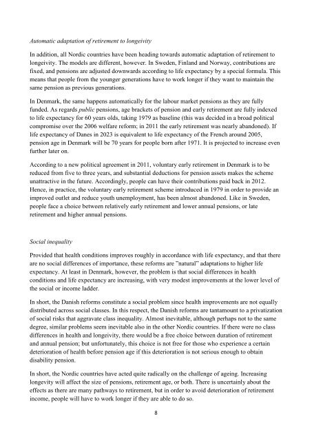 Ageing and welfare reform in the Nordic Countries, 1990-2010 ...