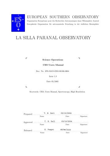 CES Users Manual - La Silla Observatory - ESO