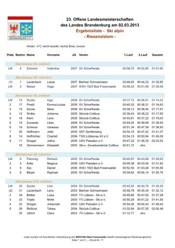 Riesenslalom - WSV 1923 e.V.