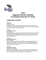 10th Grade Summer Reading - Syosset High School