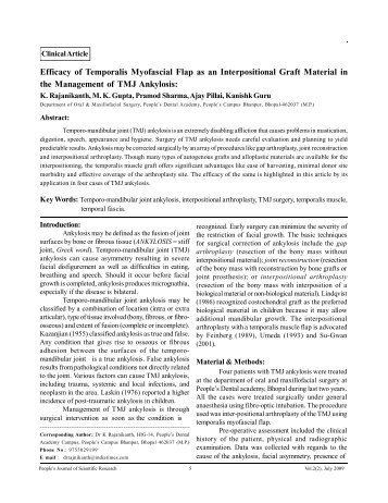 Efficacy of Temporalis Myofascial Flap as an Interpositional Graft ...