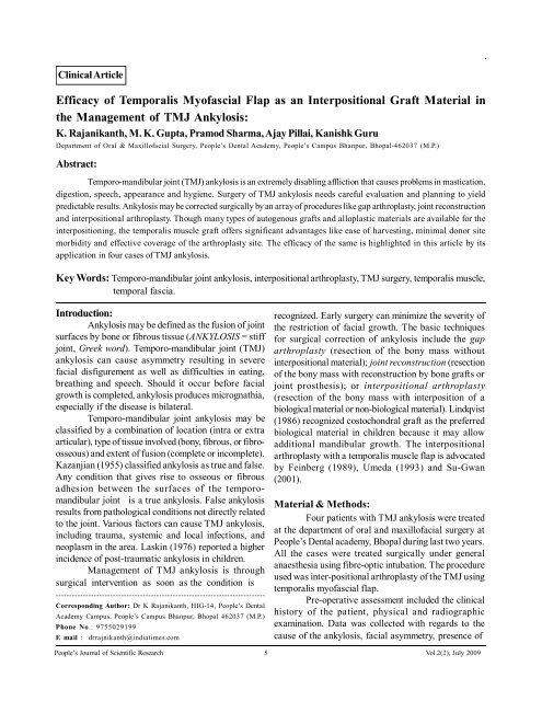 Efficacy of Temporalis Myofascial Flap as an Interpositional Graft ...