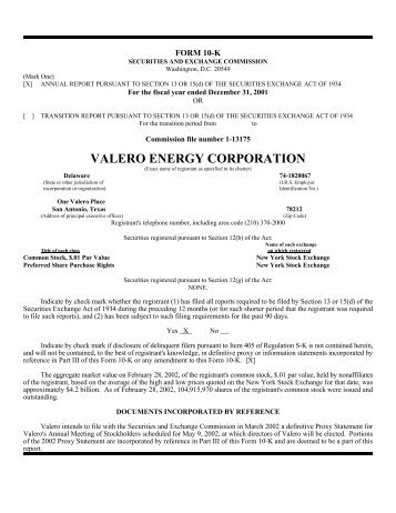VALERO ENERGY CORPORATION AND SUSBIDIARIES