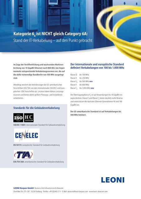 Kategorie 6 - LEONI Infrastructure & Datacom