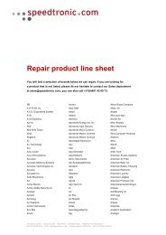 Repair product line sheet - Speedtronic