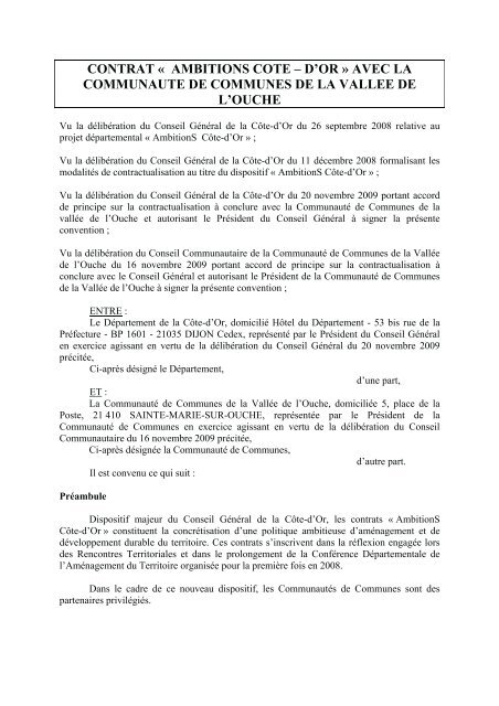 CACO vallÃ©e de l'ouche - Conseil gÃ©nÃ©ral de CÃ´te-d'Or