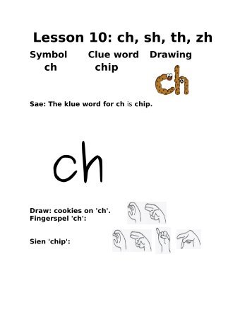 Lesson 10: ch, sh, th, zh - American Literacy Council