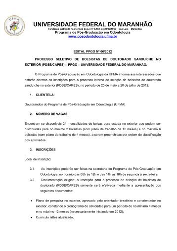 uploads/files/Edital PDSE PPGO(1).pdf - PrÃ³-Reitoria de Pesquisa e ...