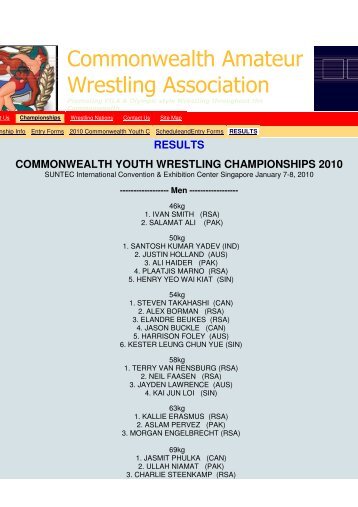 results commonwealth youth wrestling championships 2010