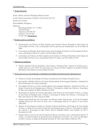 Curriculum Vitae - Universidade Fernando Pessoa