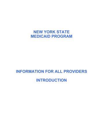 new york state medicaid program information for all ... - eMedNY