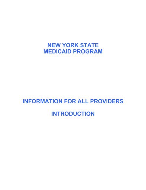 new york state medicaid program information for all ... - eMedNY