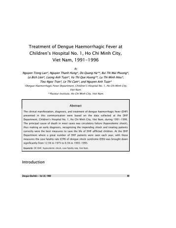 Treatment of Dengue Haemorrhagic Fever at Children's Hospital No ...