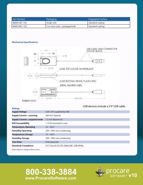 Procare USB Biometric ID Pad - Procare Software