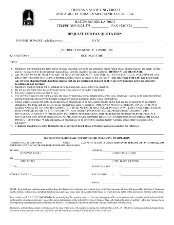 Request for Fax Quotation Form Page I and II - Louisiana State ...