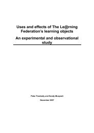 Uses and effects of The Le@rning Federation's learning objects An ...