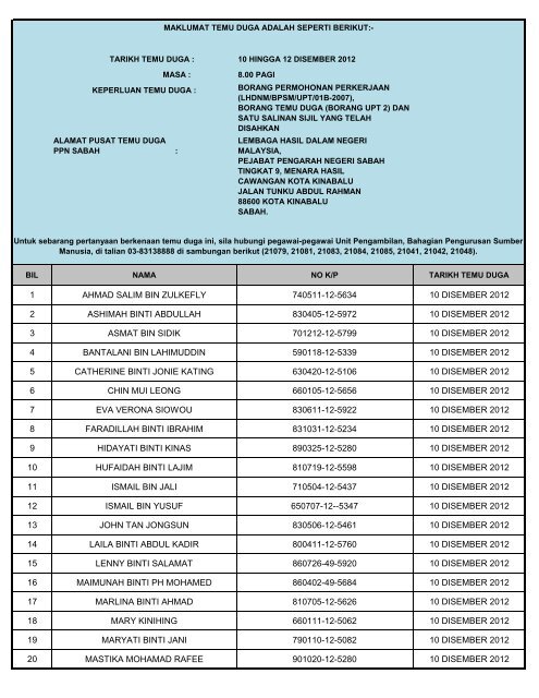Lembaga Hasil Dalam Negeri Kota Kinabalu Address