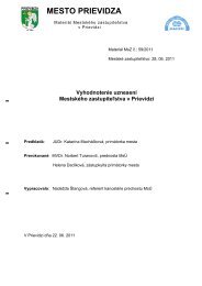 Vyhodnotenie uznesenÃ­ MestskÃ©ho zastupiteÄ¾stva ... - Mesto Prievidza