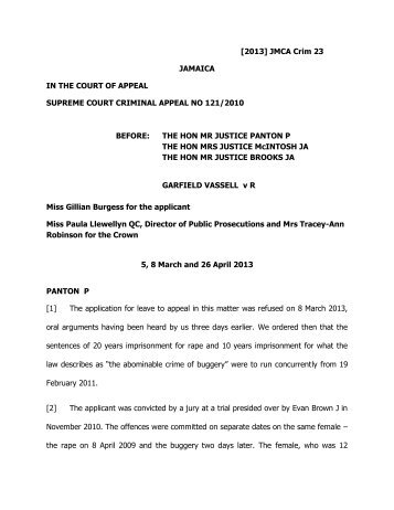 Vassell (Garfield) v R.pdf - The Court of Appeal