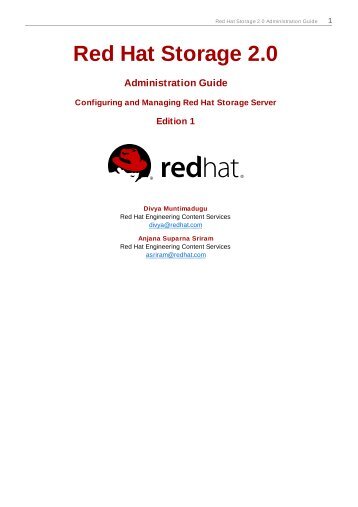 Red Hat Storage 2.0 Administration Guide - Red Hat Customer Portal