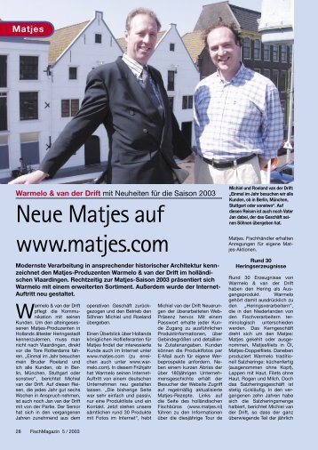 Neue Matjes auf www.matjes.com - Warmelo & van der Drift bv