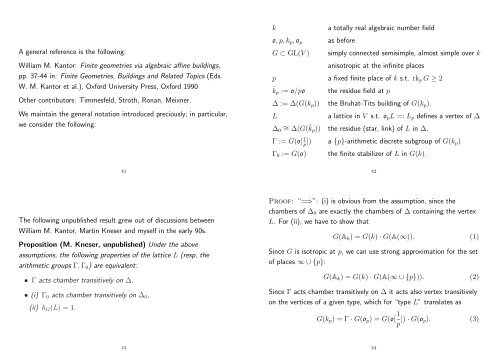 Martin Kneser's work on quadratic forms and algebraic groups.