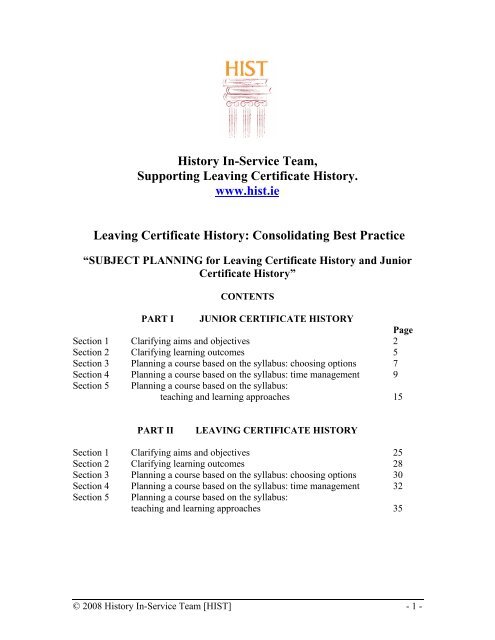 History Subject Planning Guidelines - Scoilnet