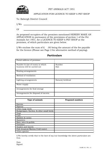 Downloadable Pet Shop Application Form (PDF, 73kb)