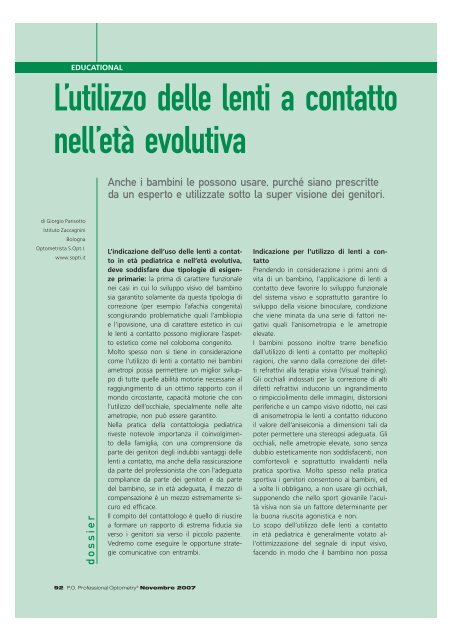 L'utilizzo delle lenti a contatto nell'etÃ  evolutiva - PO Professional ...