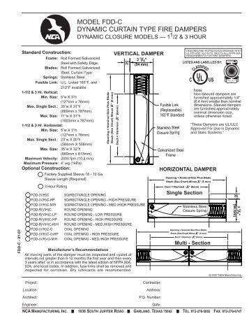 model fdd-c dynamic curtain type fire dampers - NCA Manufacturing