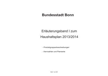 ErlÃ¤uterungsband I (Produktbeschreibungen, Kennzahlen) - Bonn